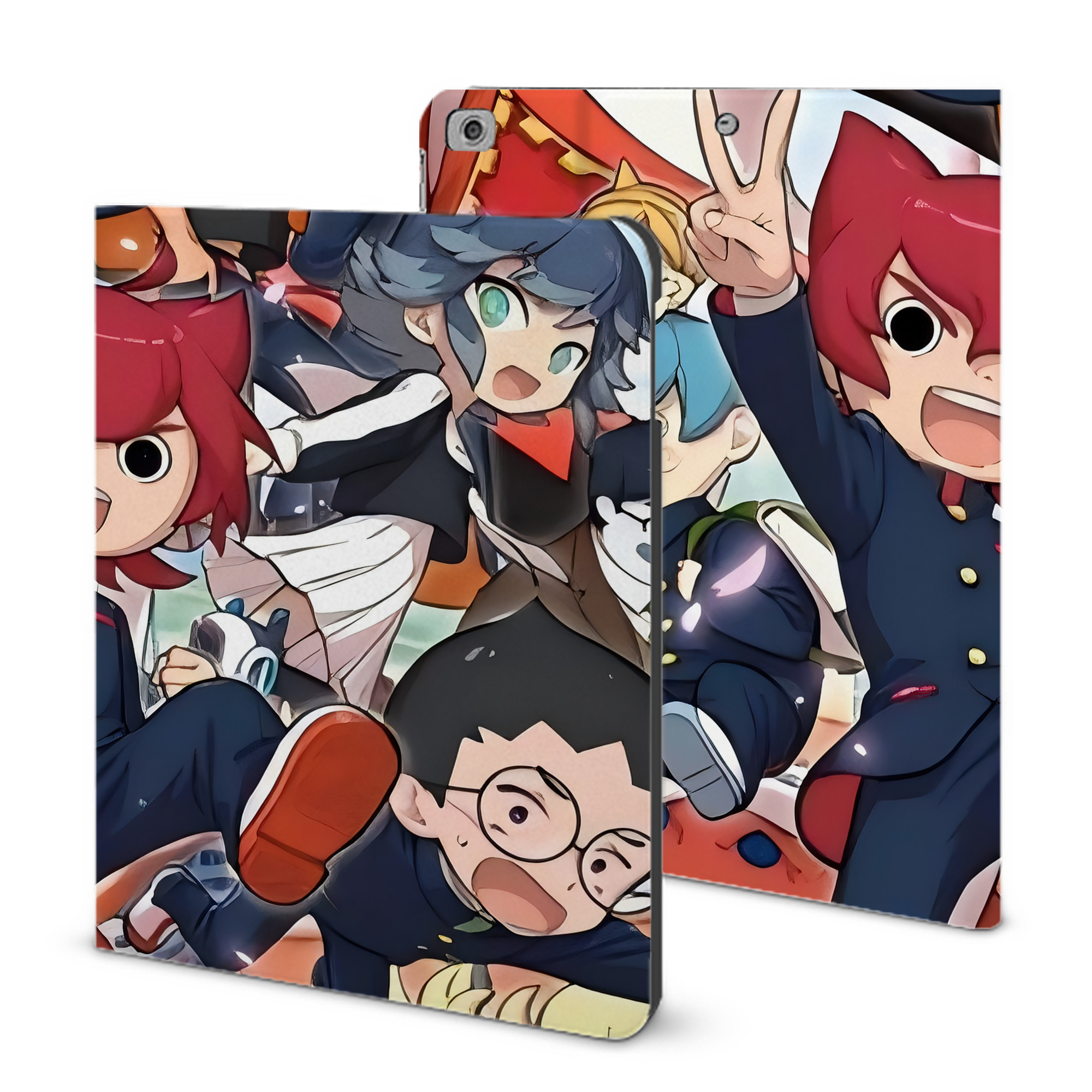 （画像用） 妖怪ウォッチ Yo-kai Watch IPad ケース ブック型 PUレザー TPU 耐衝撃 軽量 薄型 ペン収納なし 全面保護 IPad 各モデル対応